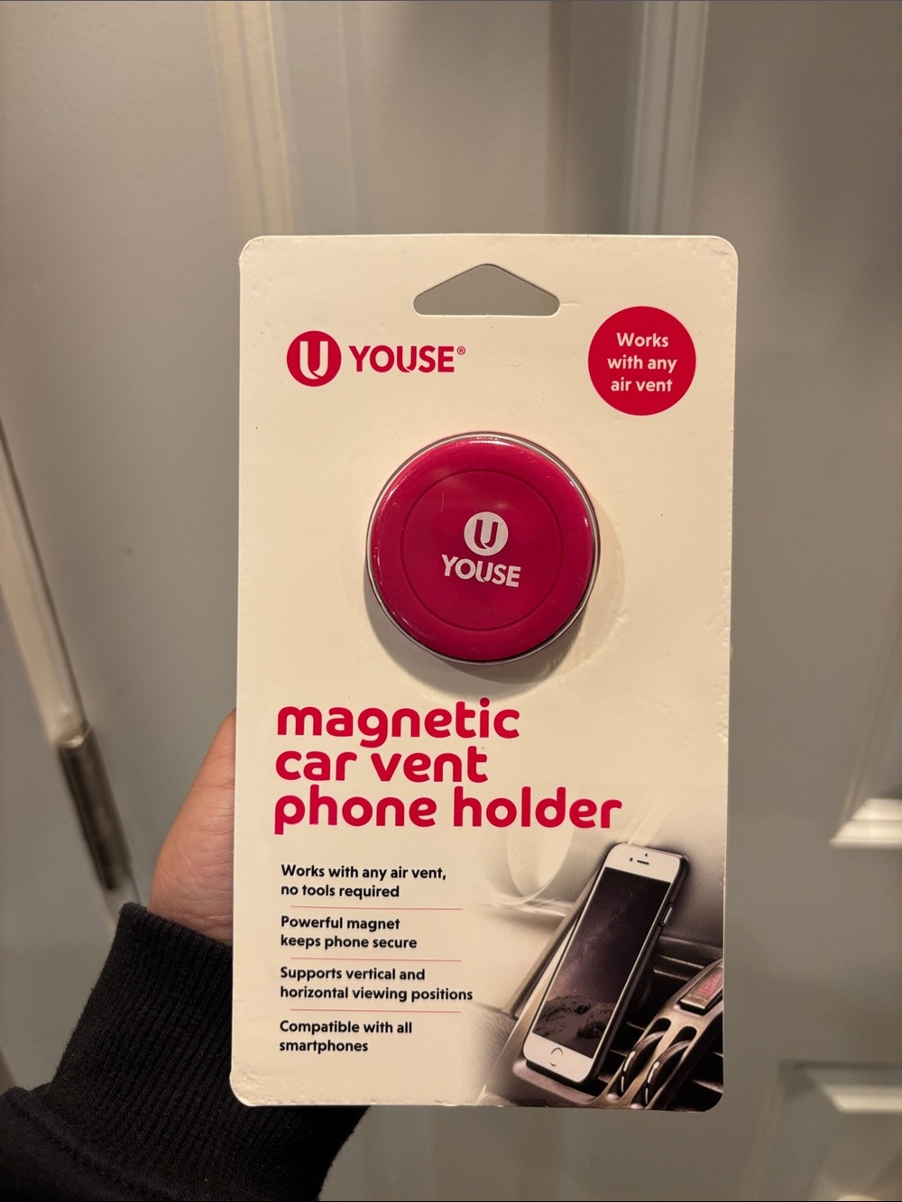 Youse Magnetic Car Vent Phone Holder — Pink